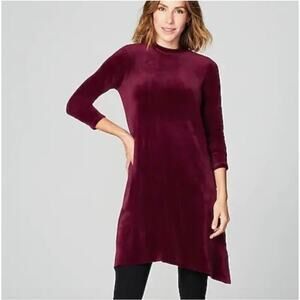 Pure J. Jill Burgundy Velour Long Sleeve Tunic A Line Dress Sz 4X Holiday Party